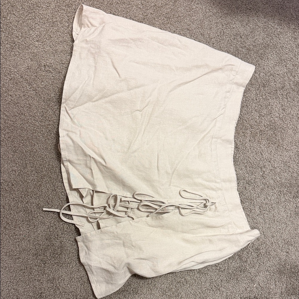 wild fable Cream Mini Skirt with Side Lace-Up